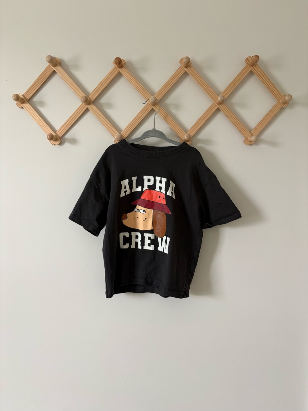 Zara Black Kids "Alpha Crew" Graphic Tee with Red Accent